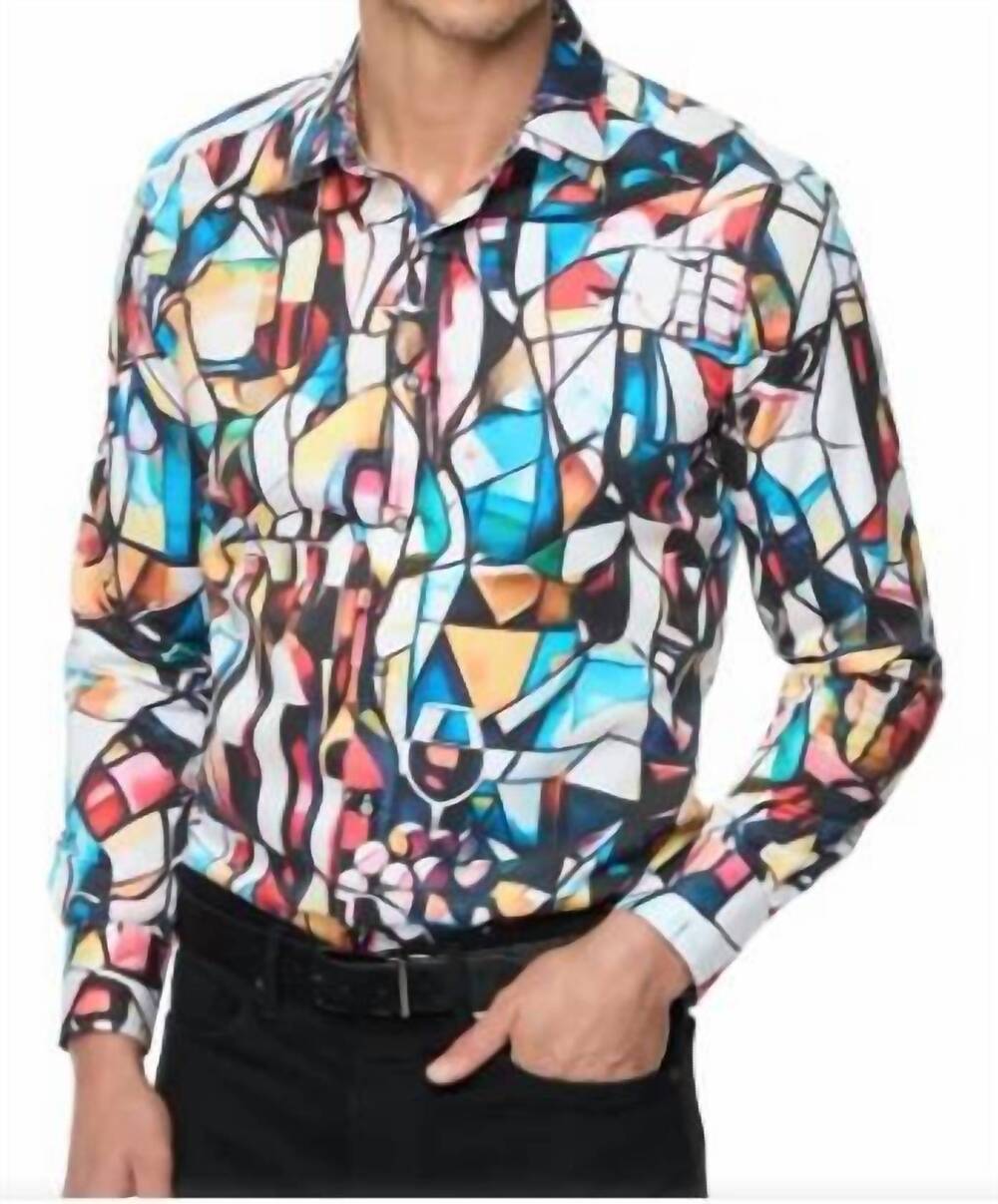 NEW ROBERT GRAHAM mosaic mixer shirt in multi
